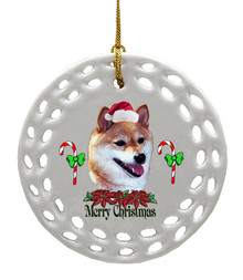Shiba Inu Porcelain Christmas Ornament