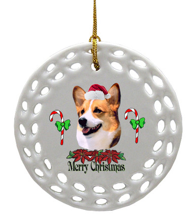 Welsh Corgi Porcelain Christmas Ornament