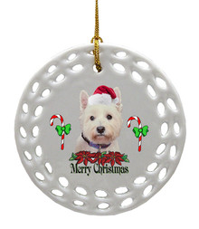 West Highland Terrier Porcelain Christmas Ornament