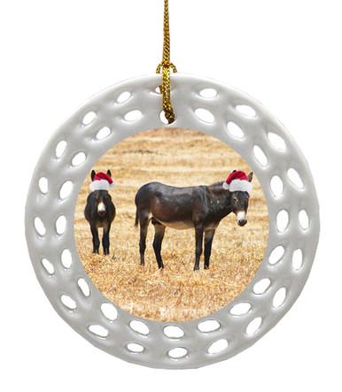 Donkey Porcelain Christmas Ornament