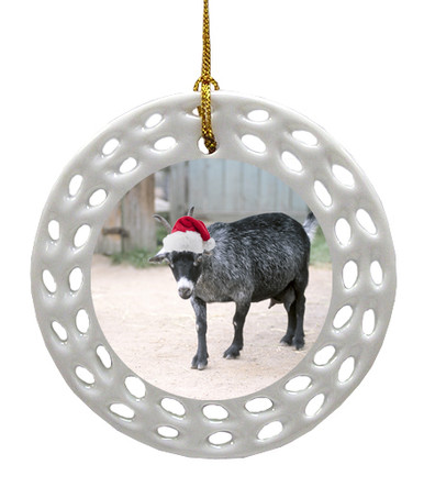 Goat Porcelain Christmas Ornament