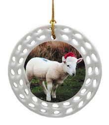 Lamb Porcelain Christmas Ornament