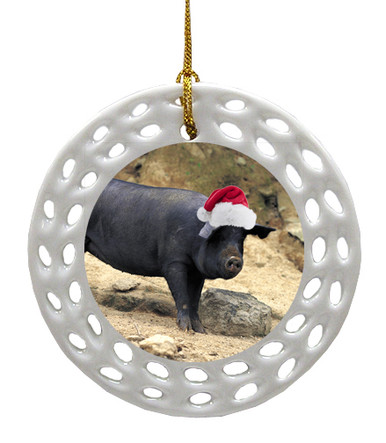 Pig Porcelain Christmas Ornament