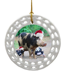 Pig Porcelain Christmas Ornament