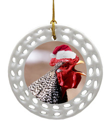 Rooster Porcelain Christmas Ornament