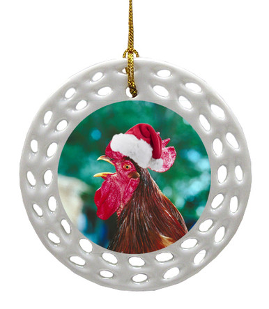 Rooster Porcelain Christmas Ornament