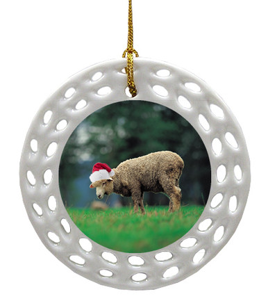 Sheep Porcelain Christmas Ornament