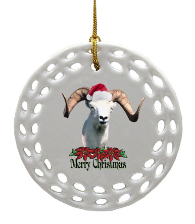 Big Horned Sheep Porcelain Christmas Ornament