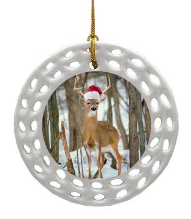 Deer Porcelain Christmas Ornament