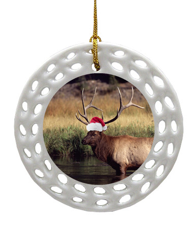 Elk Porcelain Christmas Ornament