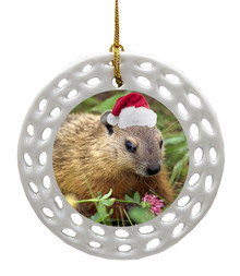 Groundhog Porcelain Christmas Ornament