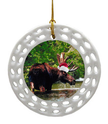 Moose Porcelain Christmas Ornament