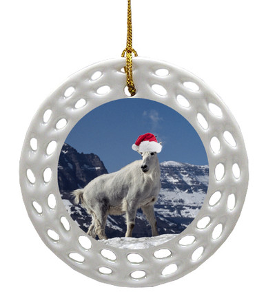 Mountain Goat Porcelain Christmas Ornament