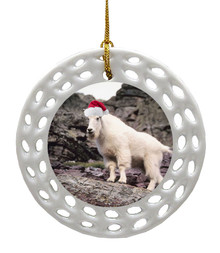 Mountain Goat Porcelain Christmas Ornament