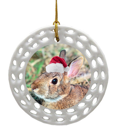 Rabbit Porcelain Christmas Ornament