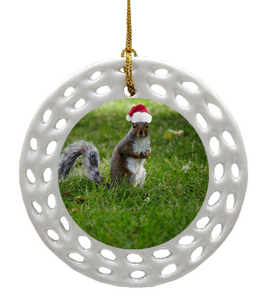 Squirrel Porcelain Christmas Ornament