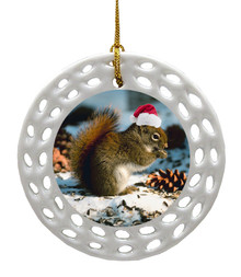 Squirrel Porcelain Christmas Ornament