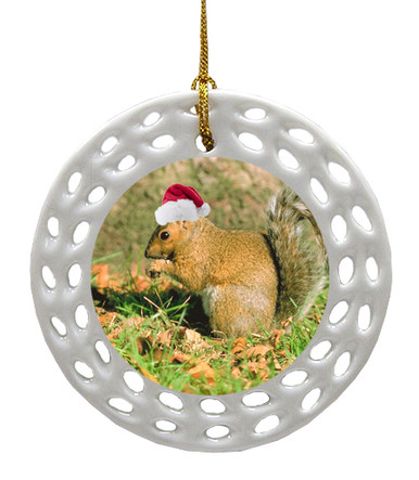 Squirrel Porcelain Christmas Ornament