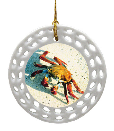 Crab Porcelain Christmas Ornament
