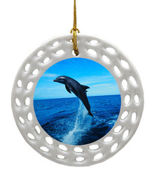 Dolphin Porcelain Christmas Ornament