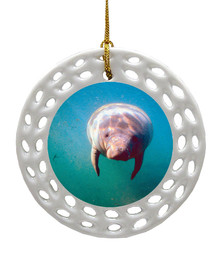 Manatee Porcelain Christmas Ornament