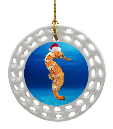 Seahorse Porcelain Christmas Ornament