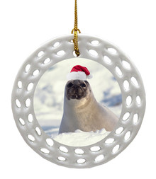 Seal Porcelain Christmas Ornament