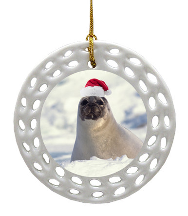 Seal Porcelain Christmas Ornament