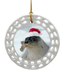 Seal Porcelain Christmas Ornament