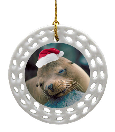 Sea Lion Porcelain Christmas Ornament