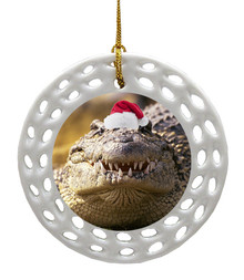 Alligator Porcelain Christmas Ornament