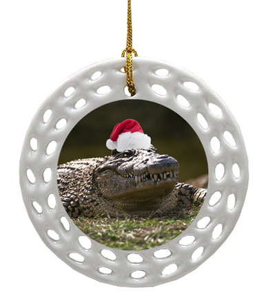 Alligator Porcelain Christmas Ornament