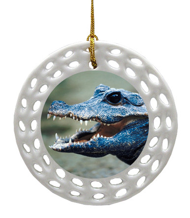 Crocodile Porcelain Christmas Ornament