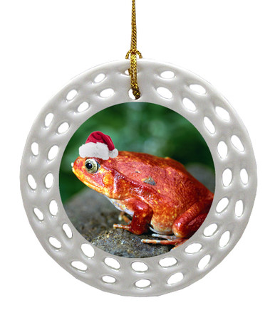 Tomato Frog Porcelain Christmas Ornament