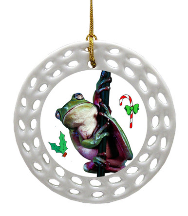 Tree Frog Porcelain Christmas Ornament