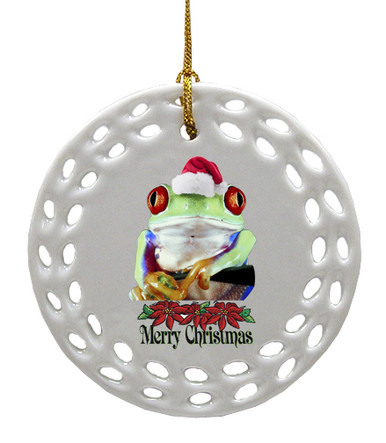 Tree Frog Porcelain Christmas Ornament