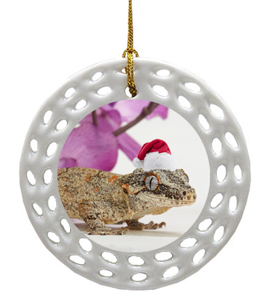 Gecko Porcelain Christmas Ornament