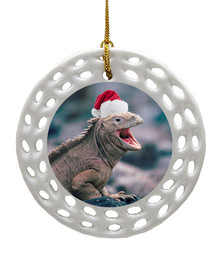 Iguana Porcelain Christmas Ornament