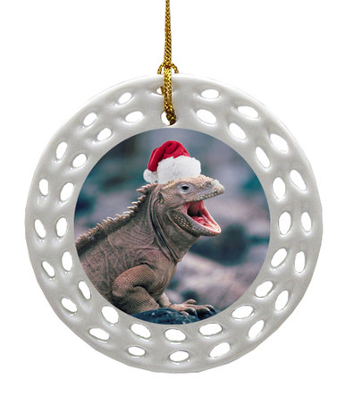 Iguana Porcelain Christmas Ornament