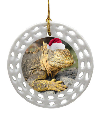 Iguana Porcelain Christmas Ornament