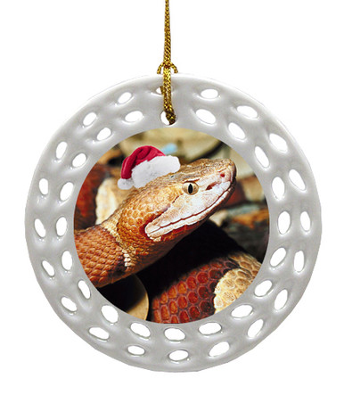 Copperhead Snake Porcelain Christmas Ornament