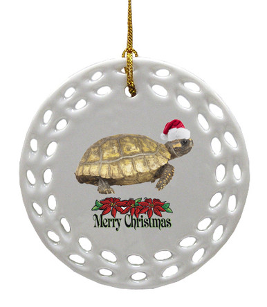 Turtle Porcelain Christmas Ornament