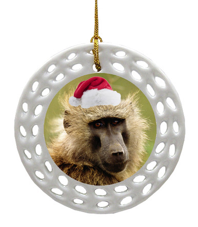 Baboon Porcelain Christmas Ornament