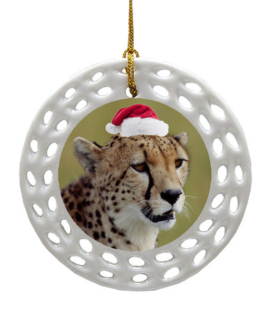 Cheetah Porcelain Christmas Ornament