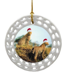 Cheetah Porcelain Christmas Ornament