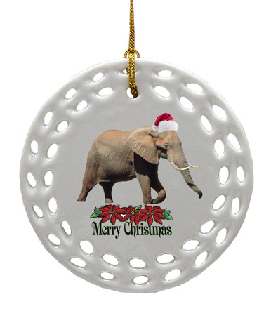 Elephant Porcelain Christmas Ornament