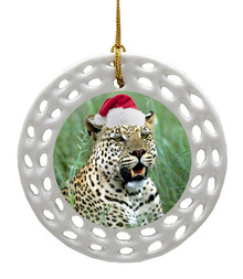 Leopard Porcelain Christmas Ornament