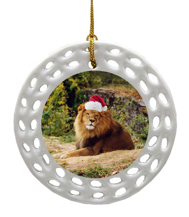 Lion Porcelain Christmas Ornament
