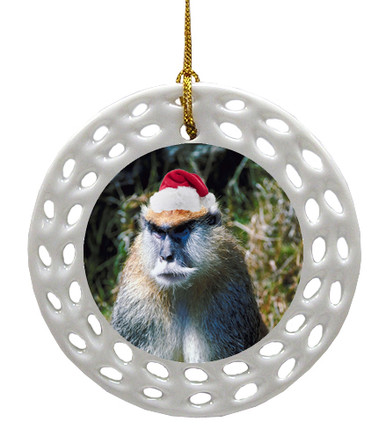 Monkey Porcelain Christmas Ornament