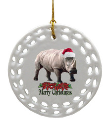 Rhino Porcelain Christmas Ornament